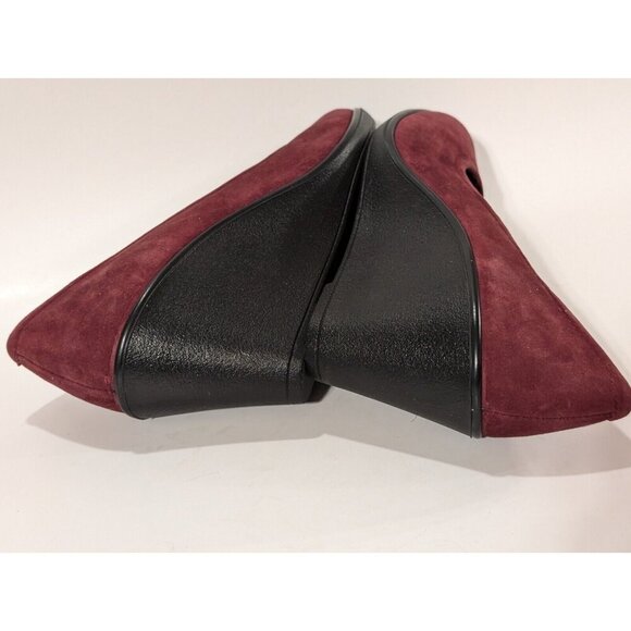 Hotter Wedge Shoes Suede Heels Women's Slip On Maroon Sz 6.5 - Picture 7 of 11
